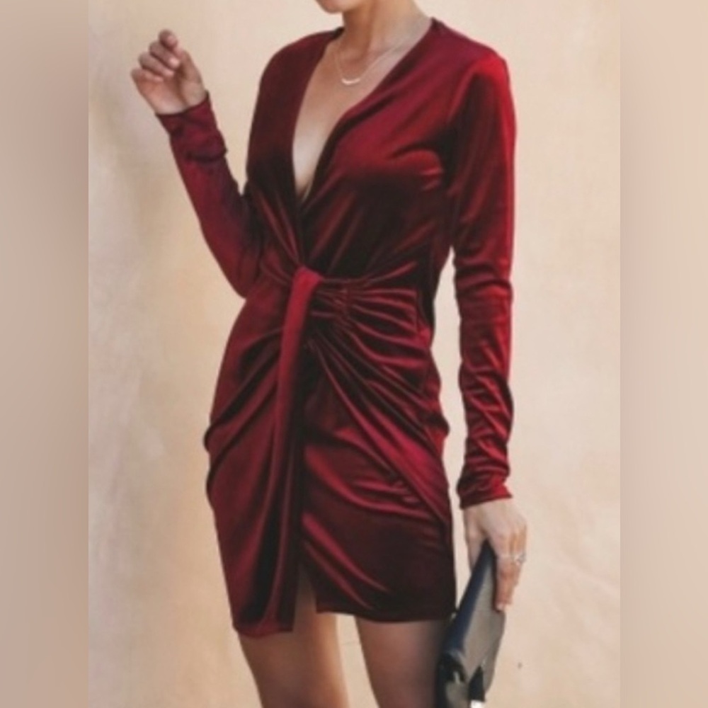 Vici velvet mini dress in wine, small